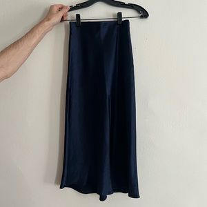 Aritzia Babaton Midi Slip Skirt in Navy